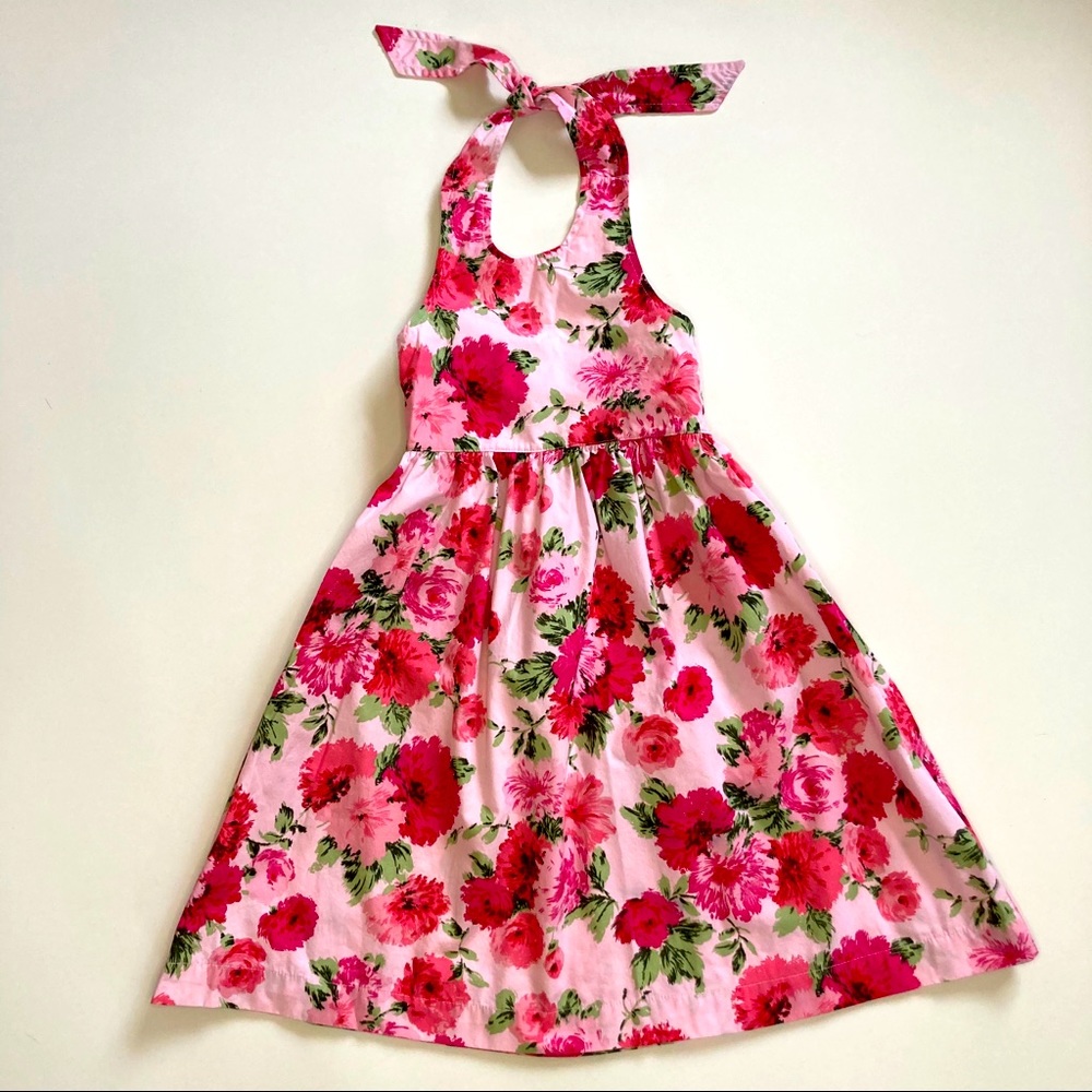 Mini Boden Floral Halter Dress Pink Girl’s 5/6 yrs